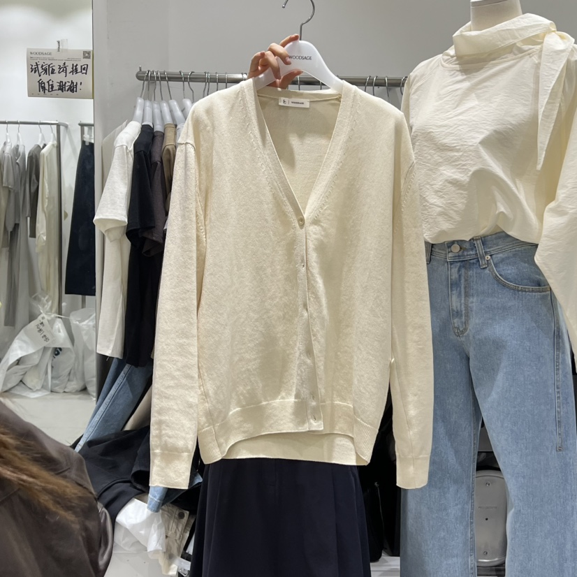 WOOD SAGE韓國代購女士新品人氣推薦時尚26春夏針織衫V領開衫WOOD SAGE針織衫圖色2