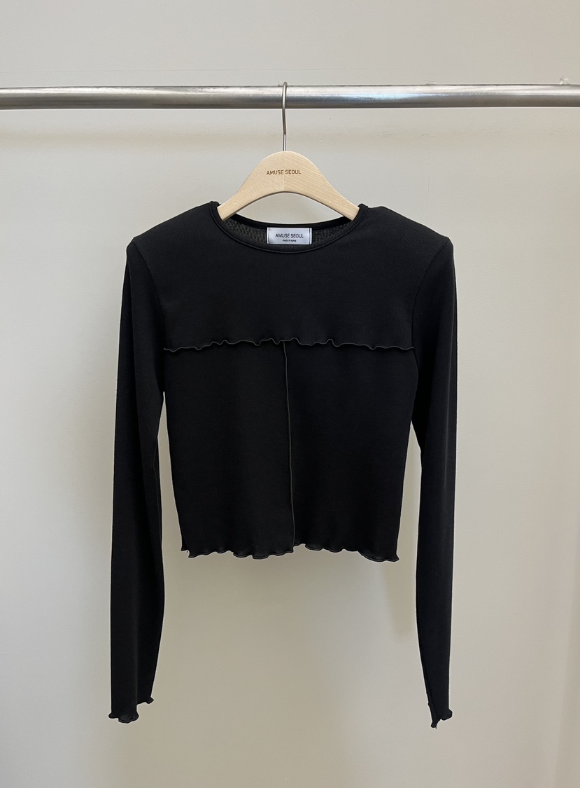 AMUSE SEOUL韓國直郵女士新品26春夏熱賣時尚職業長袖T恤AMUSE SEOUL長袖T恤圖色4黑色