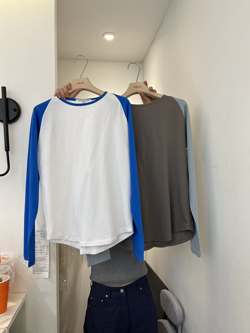OUVIR東大門代購女裝新款職業熱賣真品26春夏長袖T恤插肩O.V.R/OUVIR長袖T恤