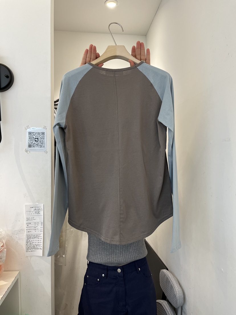 OUVIR東大門代購女裝新款職業熱賣真品26春夏長袖T恤插肩O.V.R/OUVIR長袖T恤