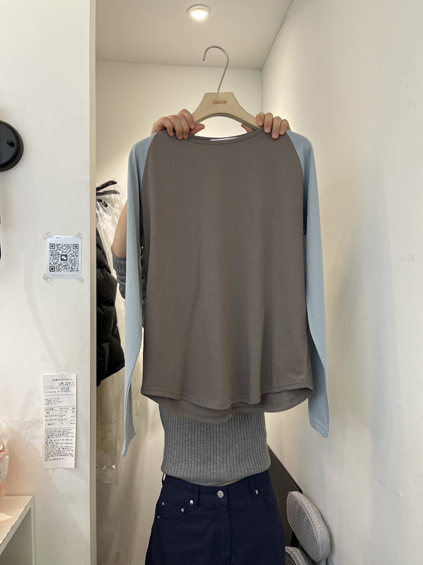 OUVIR東大門代購女裝新款職業熱賣真品26春夏長袖T恤插肩O.V.R/OUVIR長袖T恤圖色2