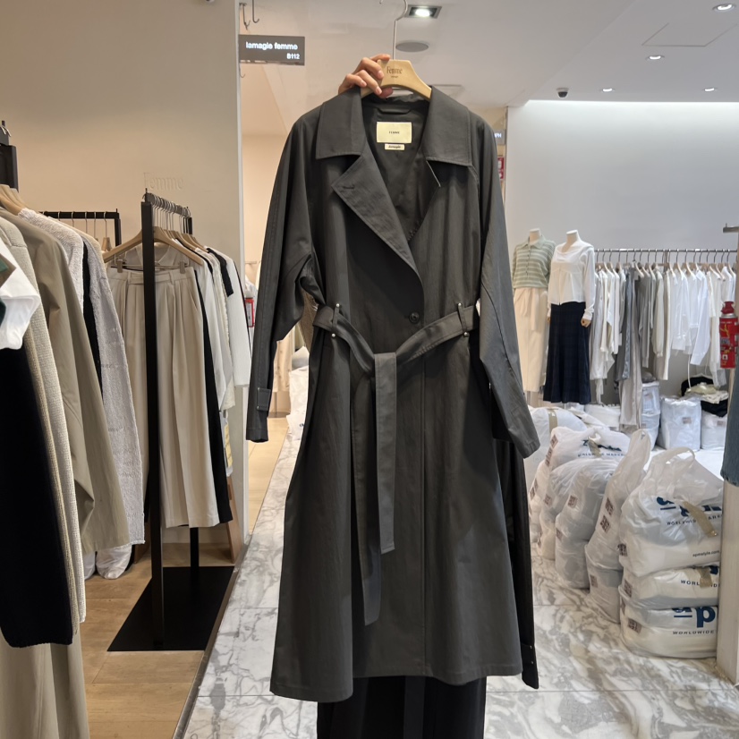 LA MAGIE FEMME東大門直郵女士新款人氣長款風衣含腰帶Lamagie Femme長款風衣圖色2