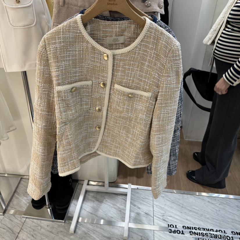 ABLESTUDIO東大門代購女士新款真品時尚休閑職業夾克花呢ABLESTUDIO夾克圖色1