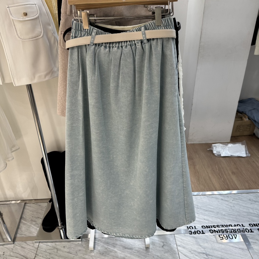 ABLESTUDIO韓國直郵女裝新款休閑熱賣時尚真品長裙含腰帶棉ABLESTUDIO長裙