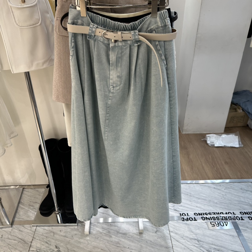 ABLESTUDIO韓國直郵女裝新款休閑熱賣時尚真品長裙含腰帶棉ABLESTUDIO長裙圖色2