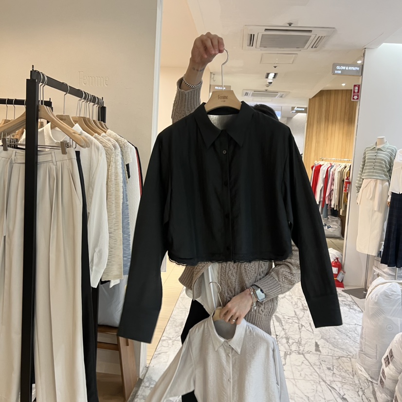 LA MAGIE FEMME韓國代購女裝新品26春夏襯衫蕾絲衫短款蕾絲Lamagie Femme襯衫/蕾絲衫圖色3