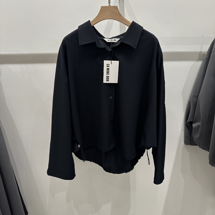 LAMINEDOR東大門實拍女士新品26春夏休閑熱賣時尚襯衫蕾絲衫LA MINE DOR襯衫/蕾絲衫圖色4墨色