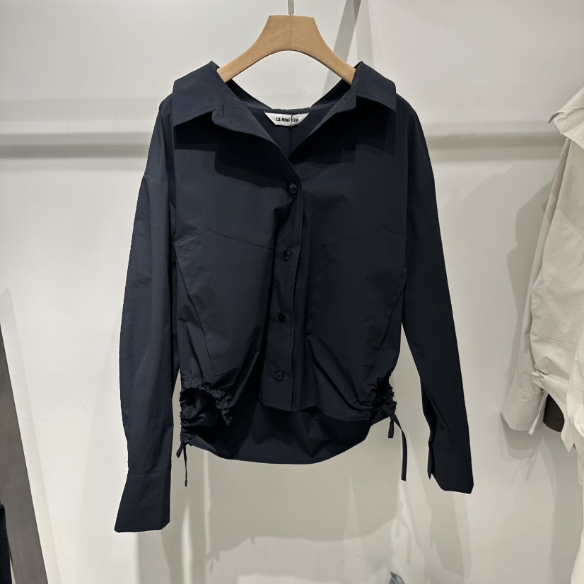 LAMINEDOR東大門代購女士新款時尚熱賣推薦襯衫蕾絲衫口袋LA MINE DOR襯衫/蕾絲衫圖色2墨色