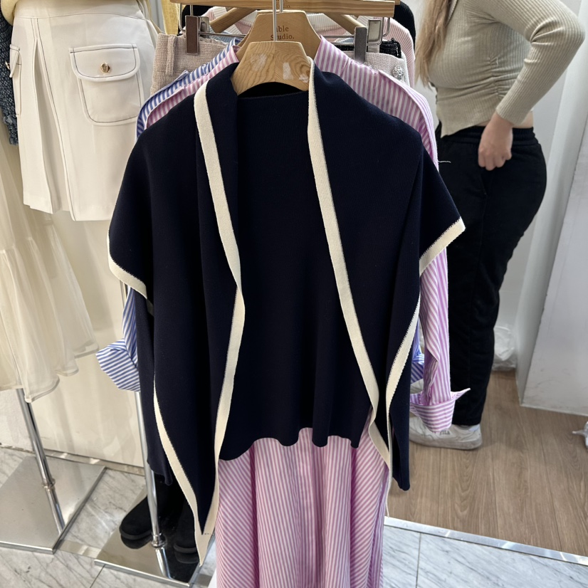 ABLESTUDIO韓國代購女士新款職業休閑人氣真品針織衫披肩ABLESTUDIO針織衫圖色2