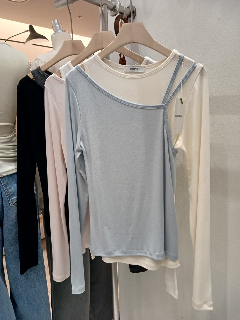 X東大門實拍女裝新款熱賣26春夏推薦休閑真品長袖T恤假兩件BLOWING長袖T恤