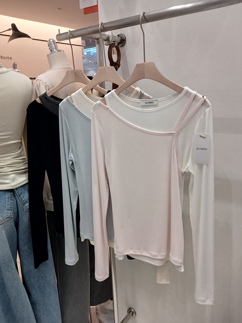 X東大門實拍女裝新款熱賣26春夏推薦休閑真品長袖T恤假兩件BLOWING長袖T恤