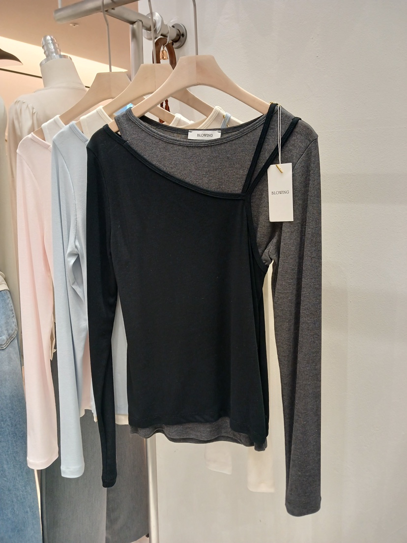 X東大門實拍女裝新款熱賣26春夏推薦休閑真品長袖T恤假兩件BLOWING長袖T恤