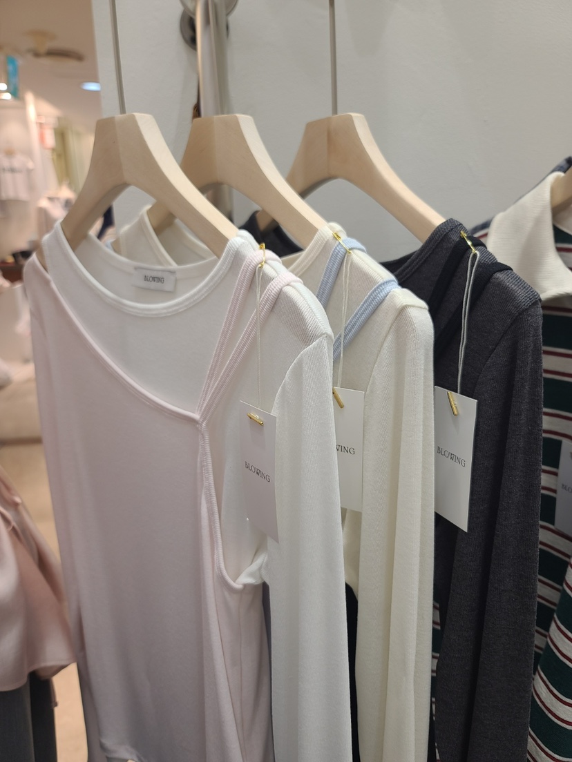 X東大門實拍女裝新款熱賣26春夏推薦休閑真品長袖T恤假兩件BLOWING長袖T恤