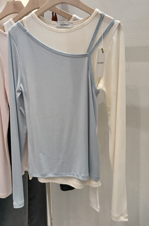 X東大門實拍女裝新款熱賣26春夏推薦休閑真品長袖T恤假兩件BLOWING長袖T恤圖色2