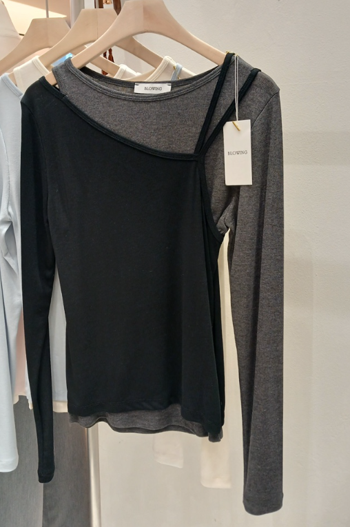 X東大門實拍女裝新款熱賣26春夏推薦休閑真品長袖T恤假兩件BLOWING長袖T恤圖色3