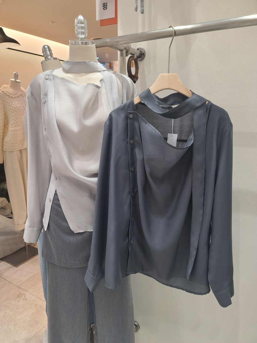 X東大門實拍女士新品推薦人氣職業休閑26春夏熱賣襯衫蕾絲衫BLOWING襯衫/蕾絲衫