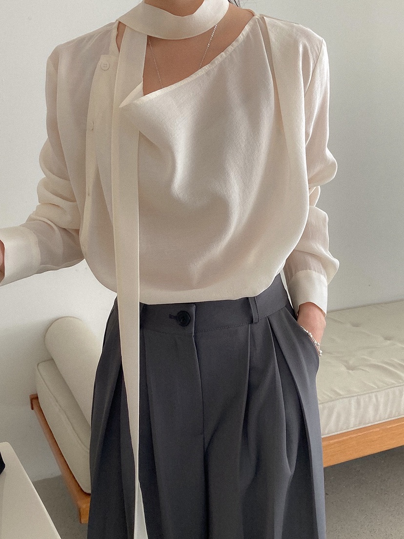 X東大門實拍女士新品推薦人氣職業休閑26春夏熱賣襯衫蕾絲衫BLOWING襯衫/蕾絲衫圖色1