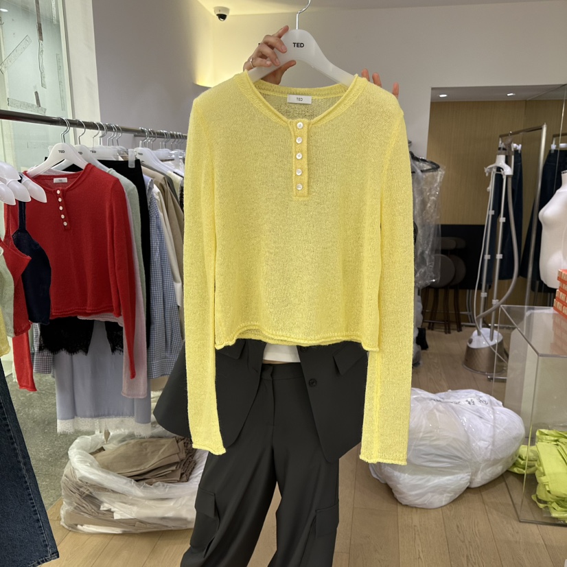 TED韓國直郵女裝新品人氣推薦時尚職業26春夏針織衫單排扣TED針織衫圖色1