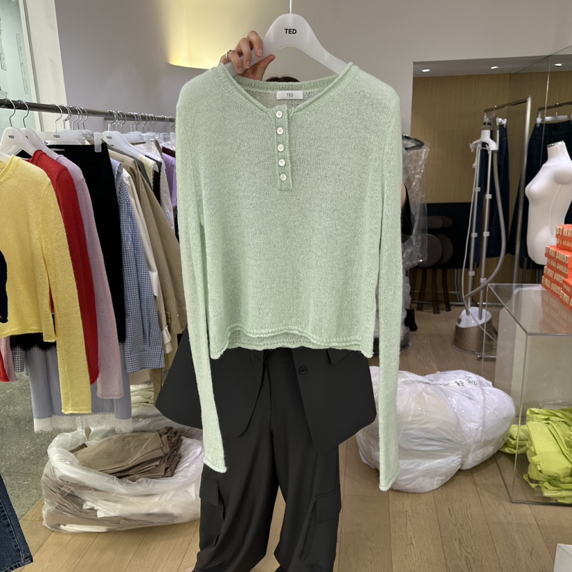 TED韓國直郵女裝新品人氣推薦時尚職業26春夏針織衫單排扣TED針織衫圖色2
