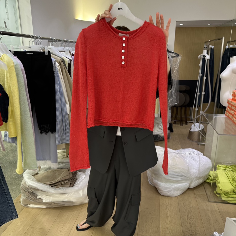 TED韓國直郵女裝新品人氣推薦時尚職業26春夏針織衫單排扣TED針織衫圖色4
