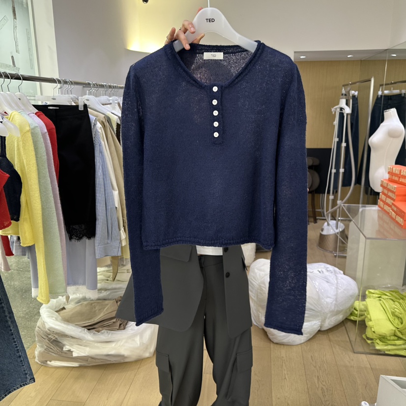 TED韓國直郵女裝新品人氣推薦時尚職業26春夏針織衫單排扣TED針織衫圖色5