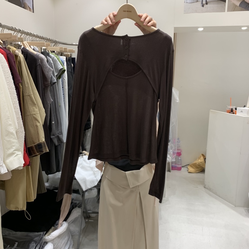 FRE韓國直郵女士新品時尚休閑熱賣職業26春夏長袖T恤假兩件FRE長袖T恤圖色2