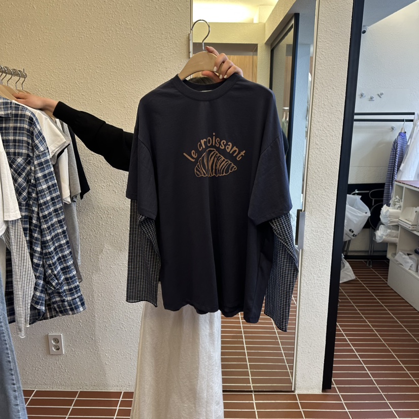 CHOI-L東大門直郵女裝新款時尚休閑人氣真品長袖T恤假兩件CHOI長袖T恤圖色2