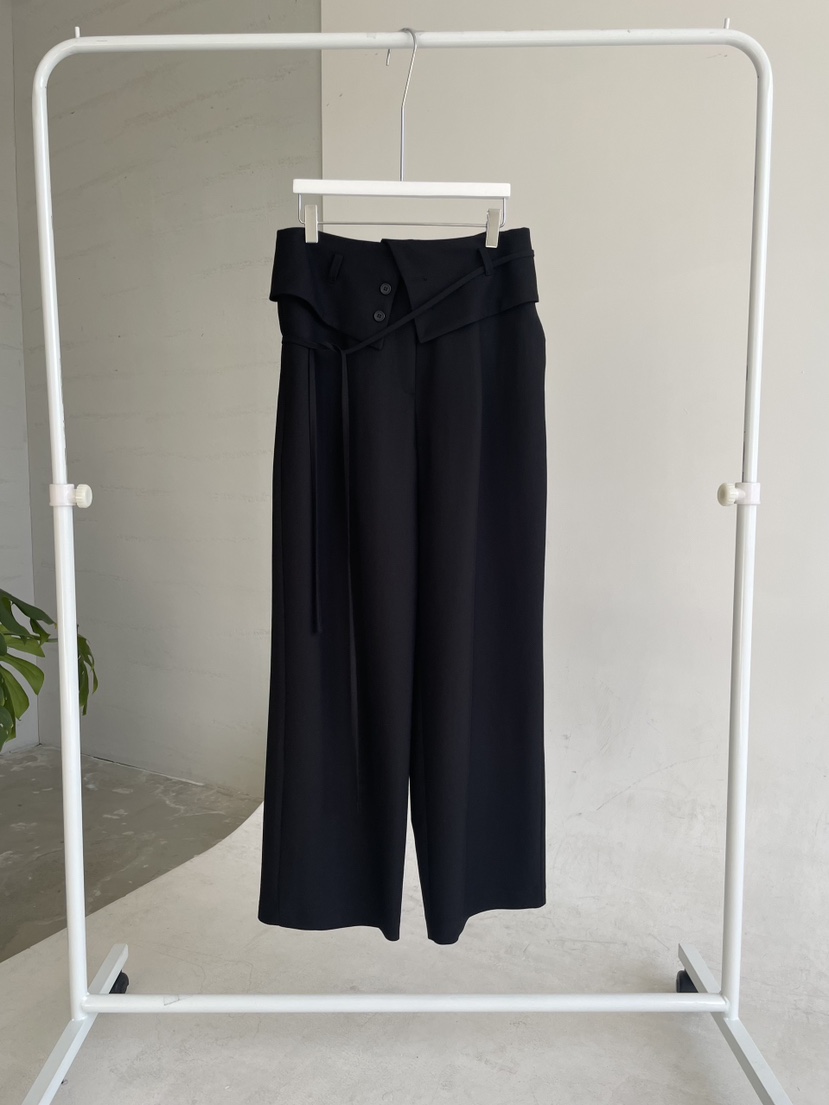 URBANE cloth東大門代購女裝新品職業休閑時尚休閑褲含腰繩URBANE cloth休閑褲圖色2黑色