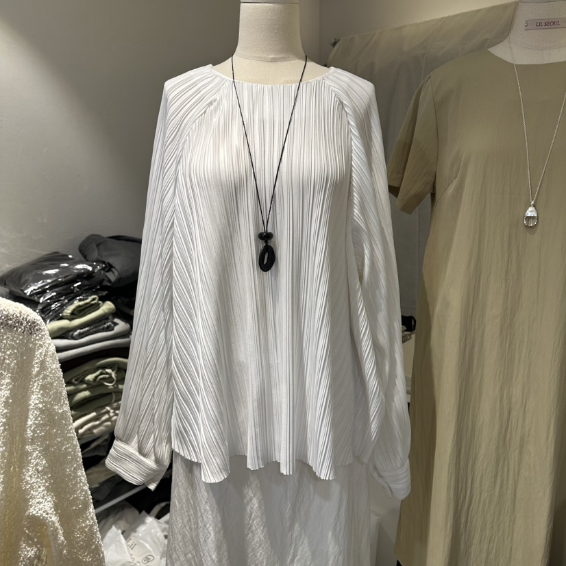 LIL東大門直郵女士新款時尚真品26春夏熱賣襯衫蕾絲衫褶皺LIL襯衫/蕾絲衫圖色1