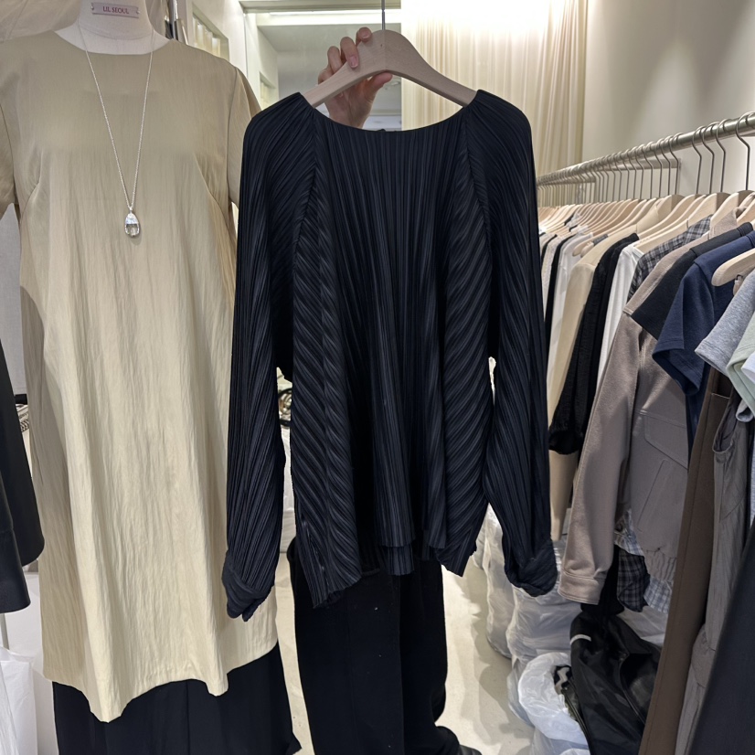 LIL東大門直郵女士新款時尚真品26春夏熱賣襯衫蕾絲衫褶皺LIL襯衫/蕾絲衫圖色2