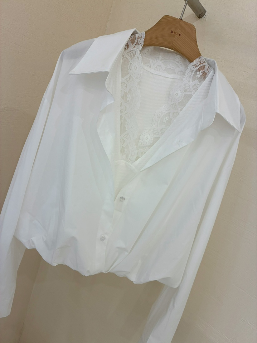 MUSE-P韓國直郵女士新款人氣熱賣推薦時尚襯衫蕾絲衫雙排扣MUSE-P襯衫/蕾絲衫