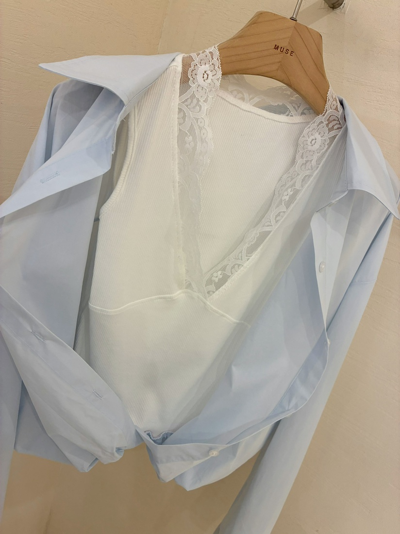 MUSE-P韓國直郵女士新款人氣熱賣推薦時尚襯衫蕾絲衫雙排扣MUSE-P襯衫/蕾絲衫