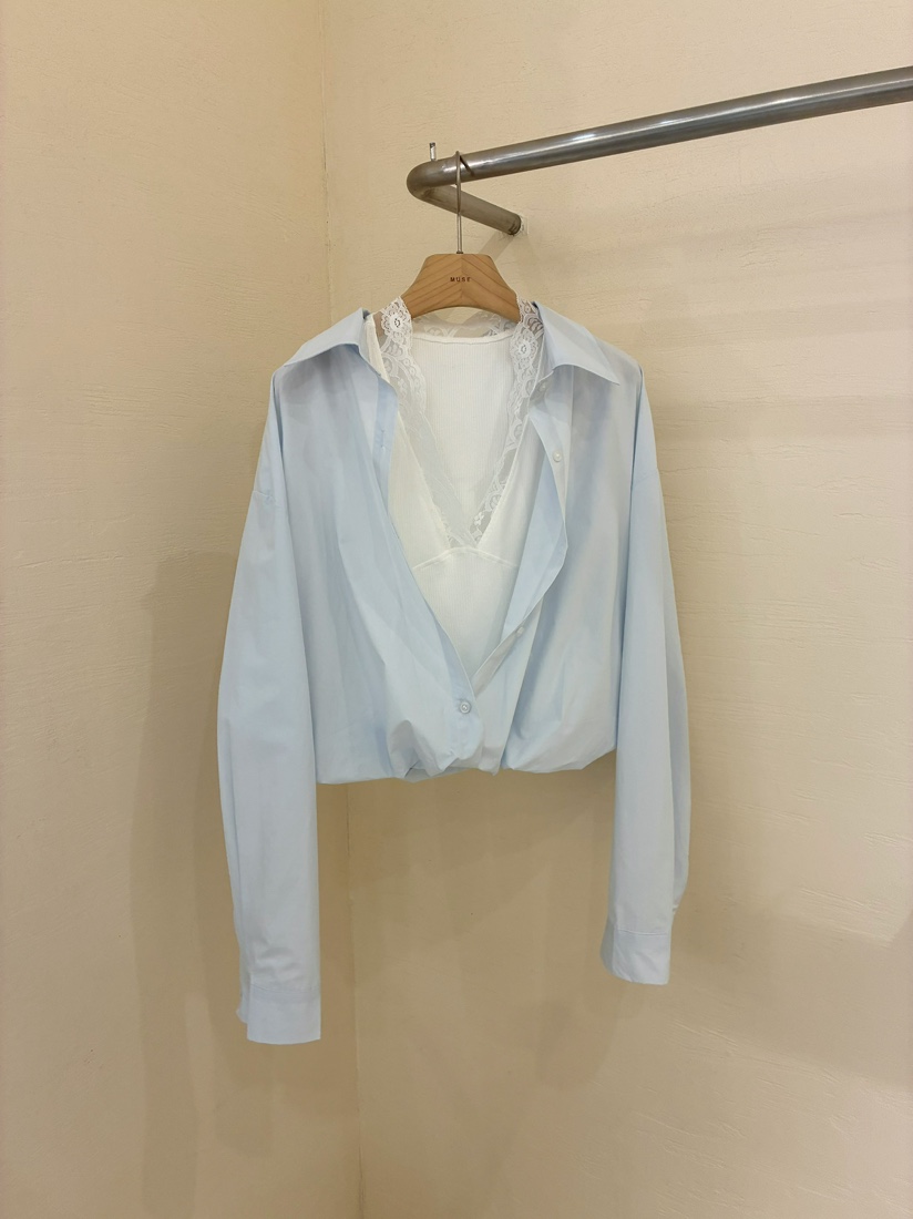 MUSE-P韓國直郵女士新款人氣熱賣推薦時尚襯衫蕾絲衫雙排扣MUSE-P襯衫/蕾絲衫圖色1