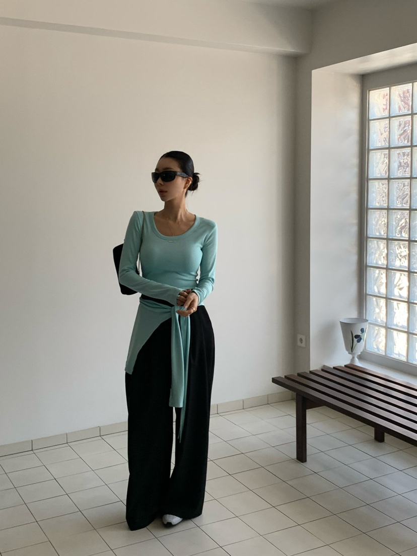 REVE CITE-L韓國代購女士新款時尚26春夏休閑褲褶裥鏤空REVE CITE-L休閑褲