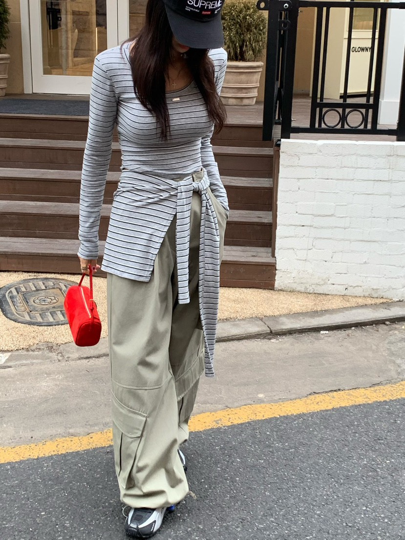 REVE CITE-L韓國代購女裝新品職業熱賣真品長袖T恤披肩REVE CITE-L長袖T恤