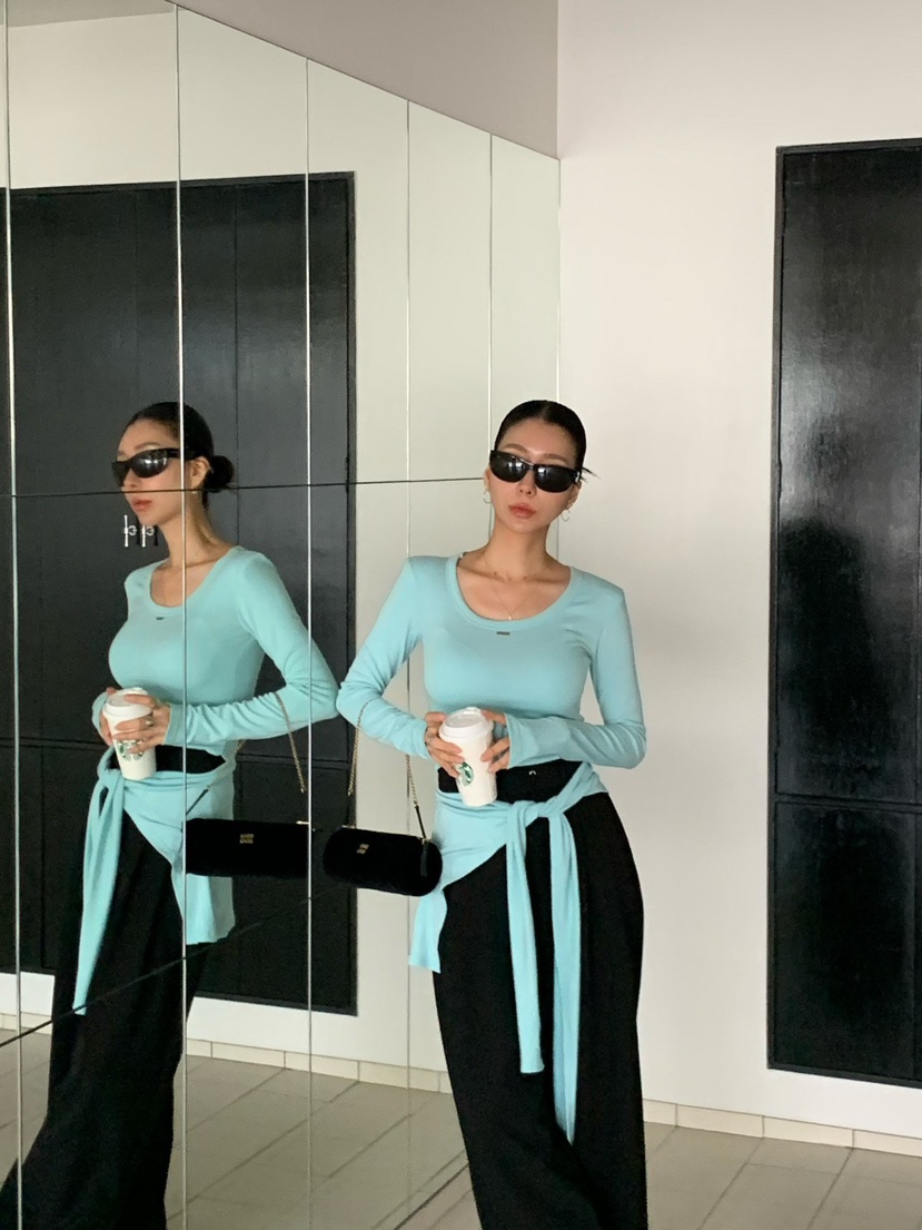 REVE CITE-L韓國代購女裝新品職業熱賣真品長袖T恤披肩REVE CITE-L長袖T恤