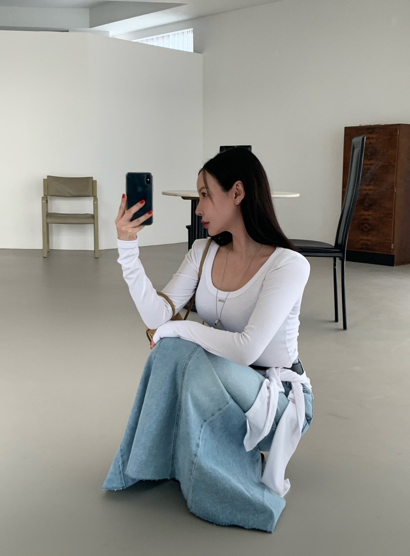 REVE CITE-L韓國代購女裝新品職業熱賣真品長袖T恤披肩REVE CITE-L長袖T恤