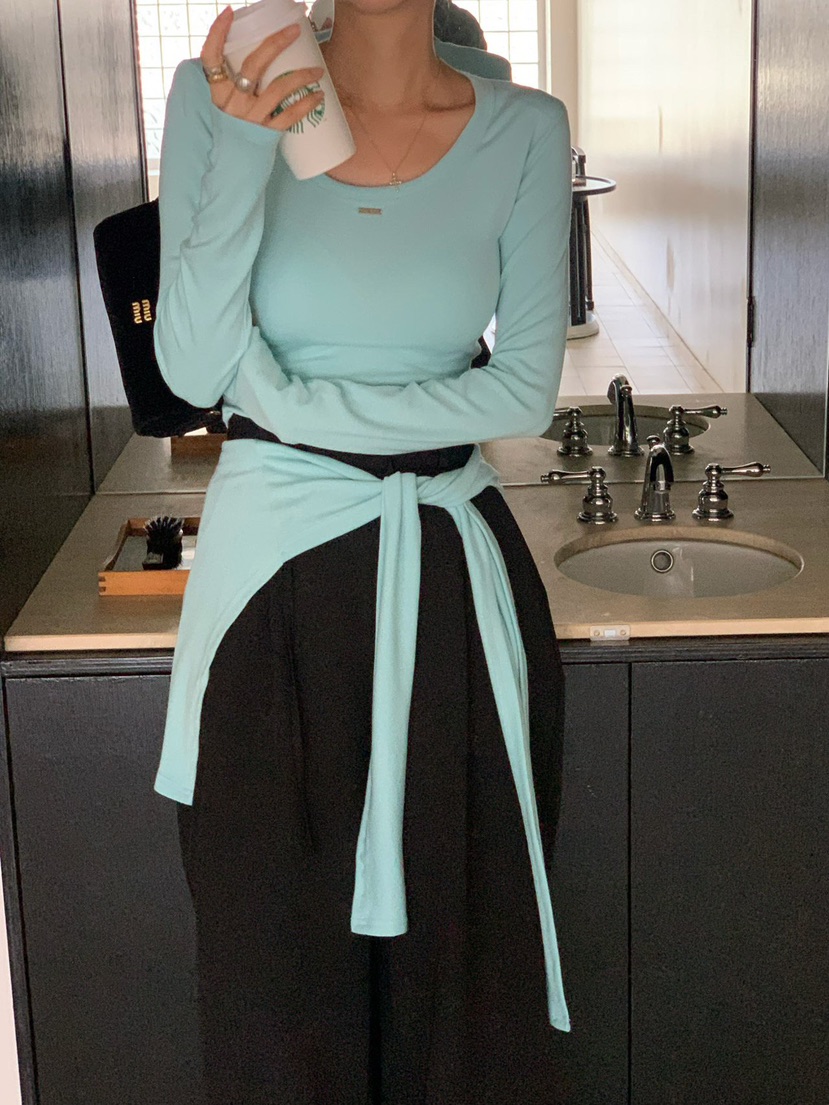 REVE CITE-L韓國代購女裝新品職業熱賣真品長袖T恤披肩REVE CITE-L長袖T恤圖色3