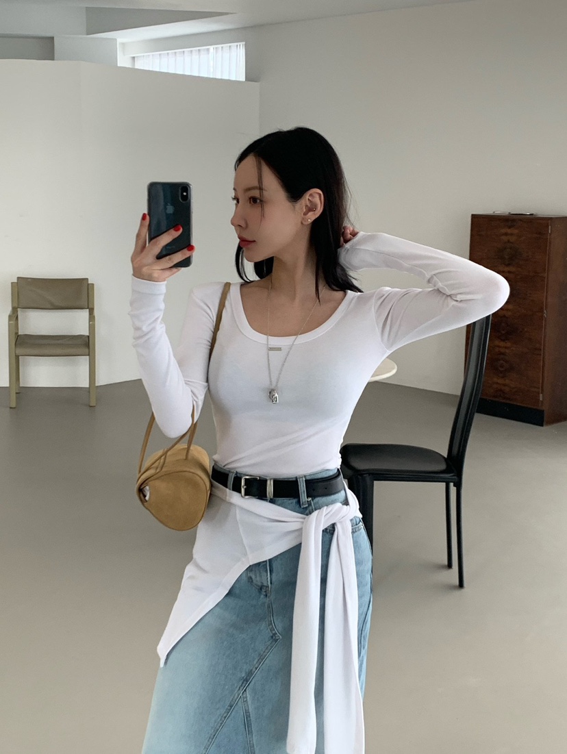 REVE CITE-L韓國代購女裝新品職業熱賣真品長袖T恤披肩REVE CITE-L長袖T恤圖色4