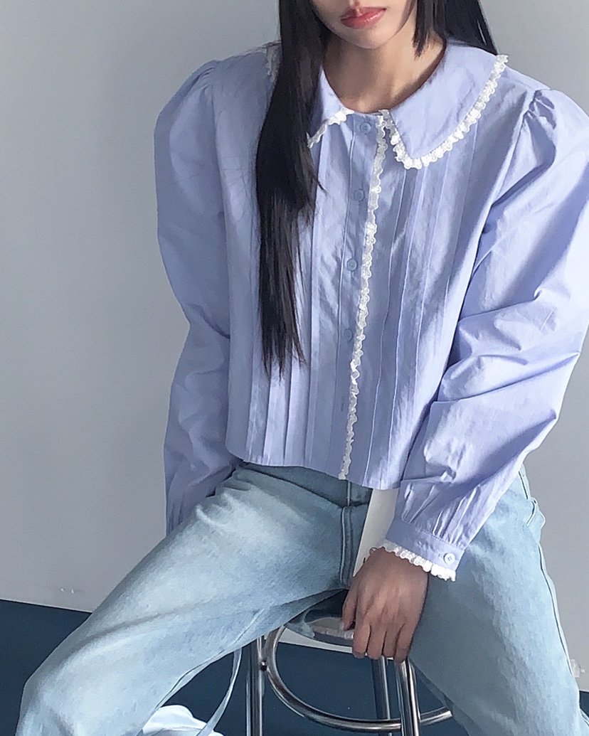 LIVE AID-P韓國代購女裝新品熱賣職業休閑時尚襯衫蕾絲衫LIVE AID-P襯衫/蕾絲衫