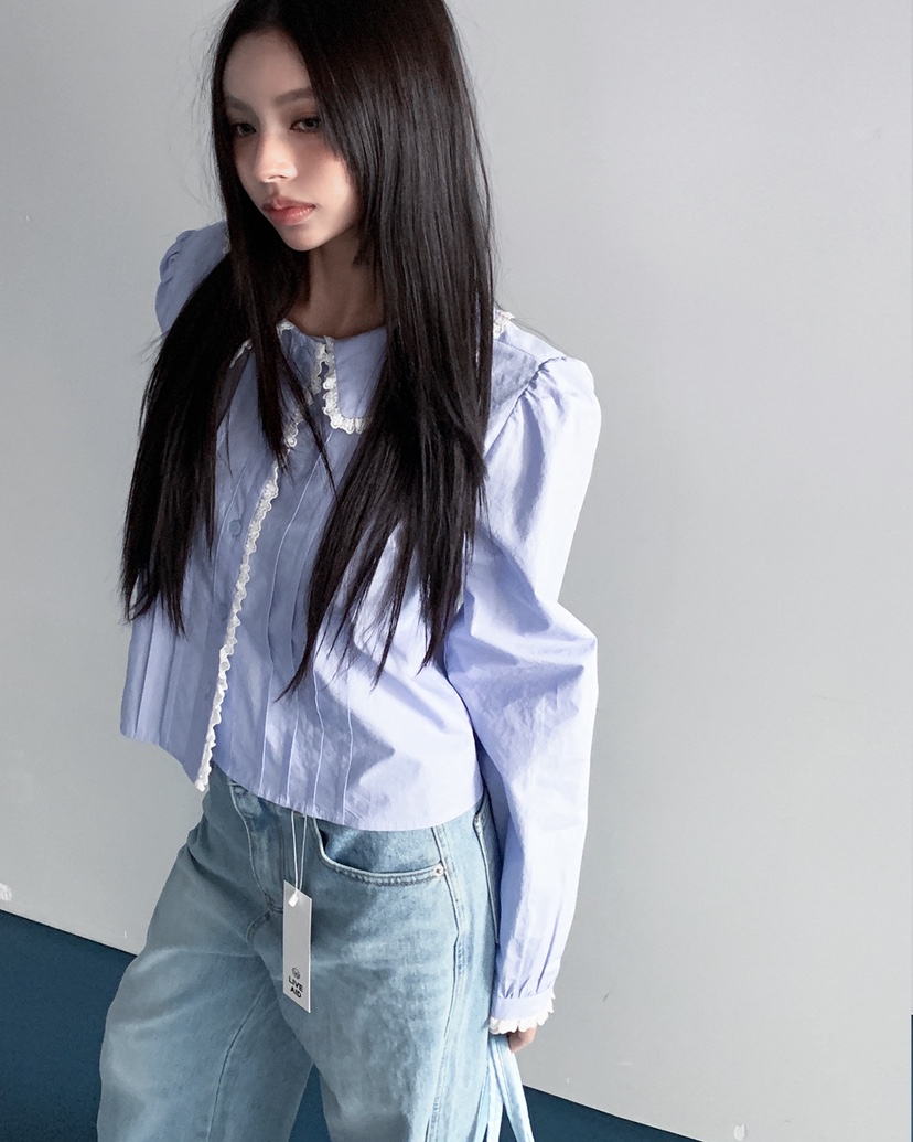 LIVE AID-P韓國代購女裝新品熱賣職業休閑時尚襯衫蕾絲衫LIVE AID-P襯衫/蕾絲衫