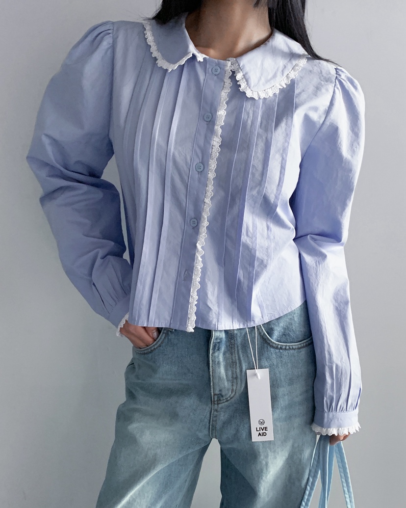 LIVE AID-P韓國代購女裝新品熱賣職業休閑時尚襯衫蕾絲衫LIVE AID-P襯衫/蕾絲衫