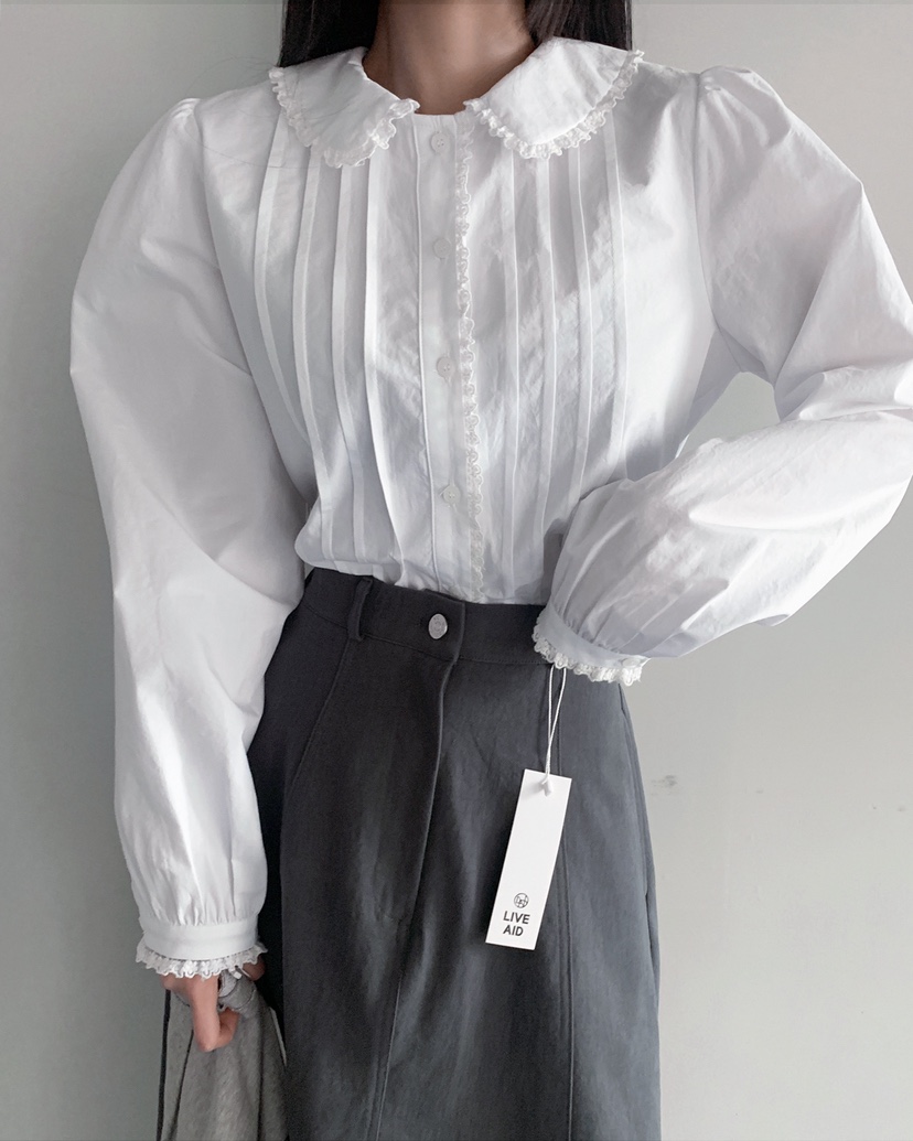 LIVE AID-P韓國代購女裝新品熱賣職業休閑時尚襯衫蕾絲衫LIVE AID-P襯衫/蕾絲衫