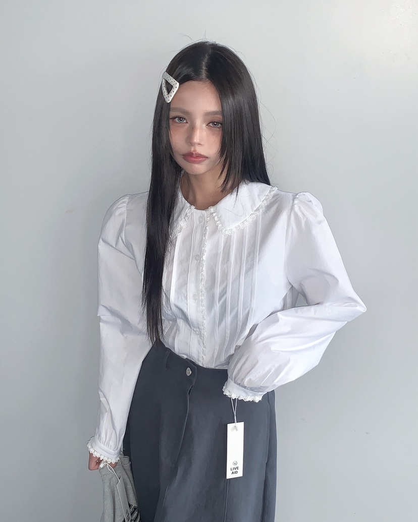 LIVE AID-P韓國代購女裝新品熱賣職業休閑時尚襯衫蕾絲衫LIVE AID-P襯衫/蕾絲衫