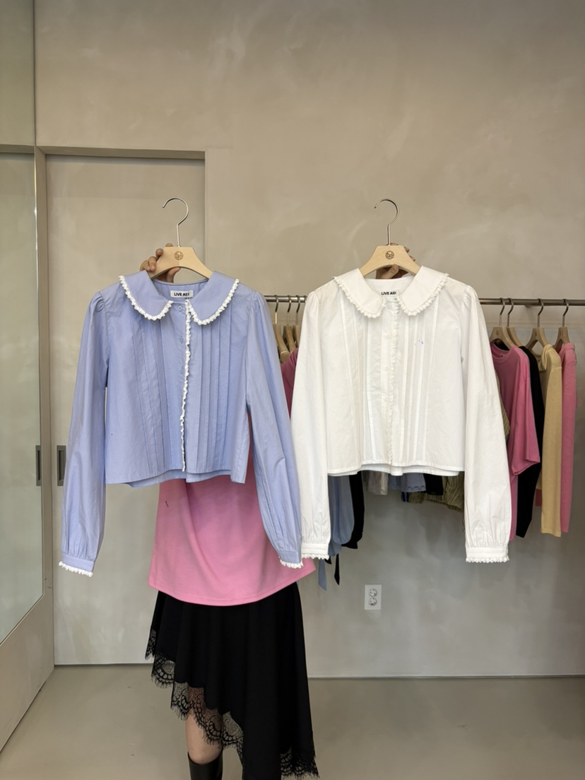LIVE AID-P韓國代購女裝新品熱賣職業休閑時尚襯衫蕾絲衫LIVE AID-P襯衫/蕾絲衫