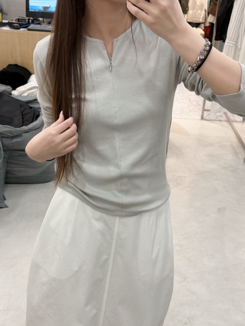 THE EYL韓國直郵女裝新品26春夏職業推薦人氣長袖T恤拉鏈THE EYL長袖T恤