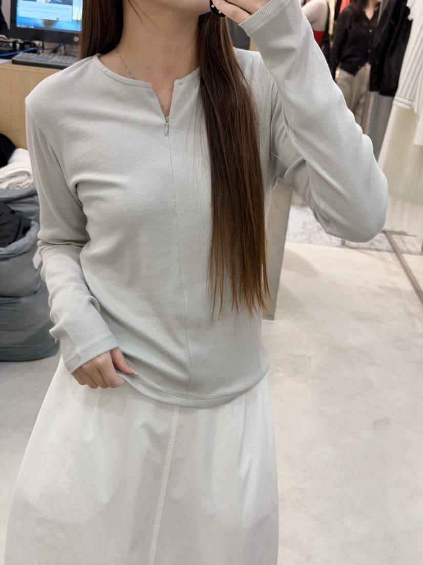 THE EYL韓國直郵女裝新品26春夏職業推薦人氣長袖T恤拉鏈THE EYL長袖T恤