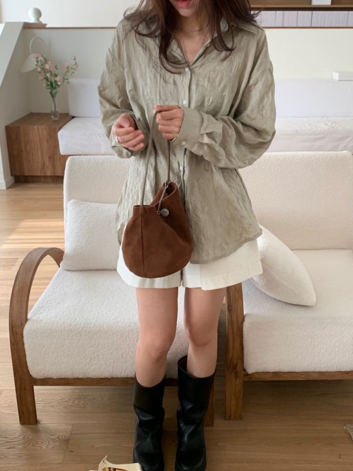 KOMOREBI東大門直郵女裝新品真品熱賣時尚襯衫蕾絲衫褶皺KOMOREBI襯衫/蕾絲衫