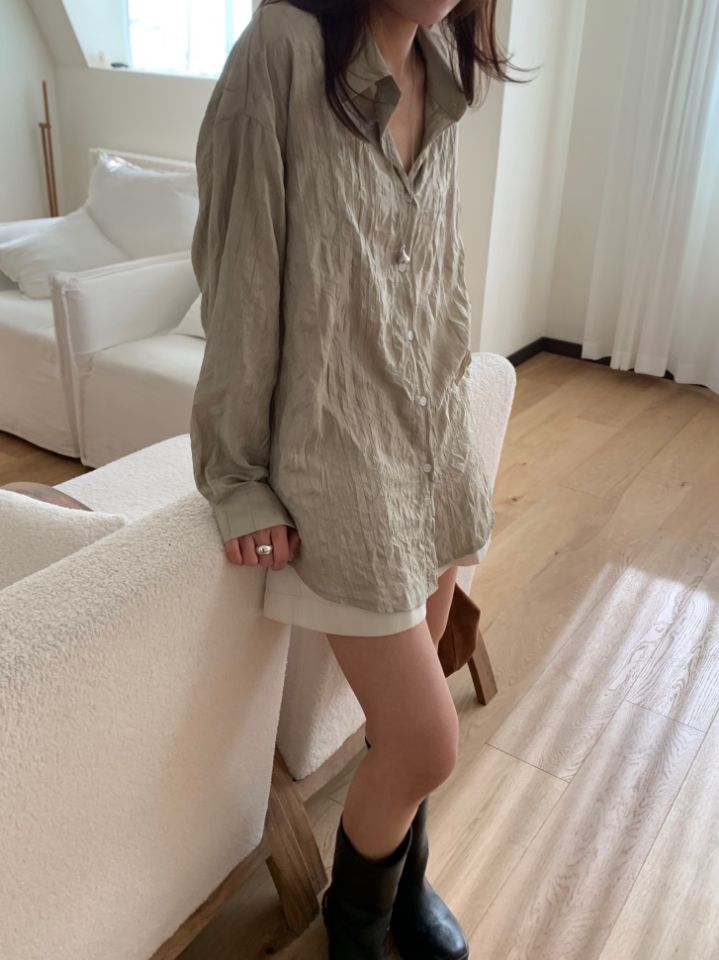 KOMOREBI東大門直郵女裝新品真品熱賣時尚襯衫蕾絲衫褶皺KOMOREBI襯衫/蕾絲衫