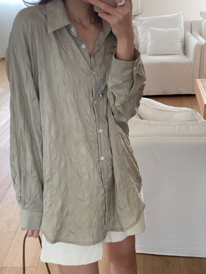 KOMOREBI東大門直郵女裝新品真品熱賣時尚襯衫蕾絲衫褶皺KOMOREBI襯衫/蕾絲衫